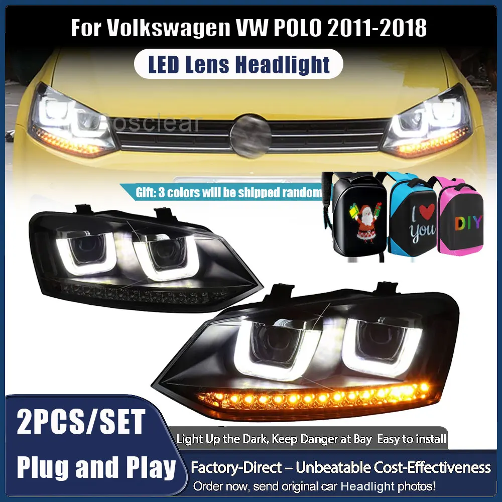 

Car Lights for Volkswagen VW Polo Led Headlight Assmebly Projector Lens 2011-2018 Vento Head Lamp DRL Turning Signal Accessories