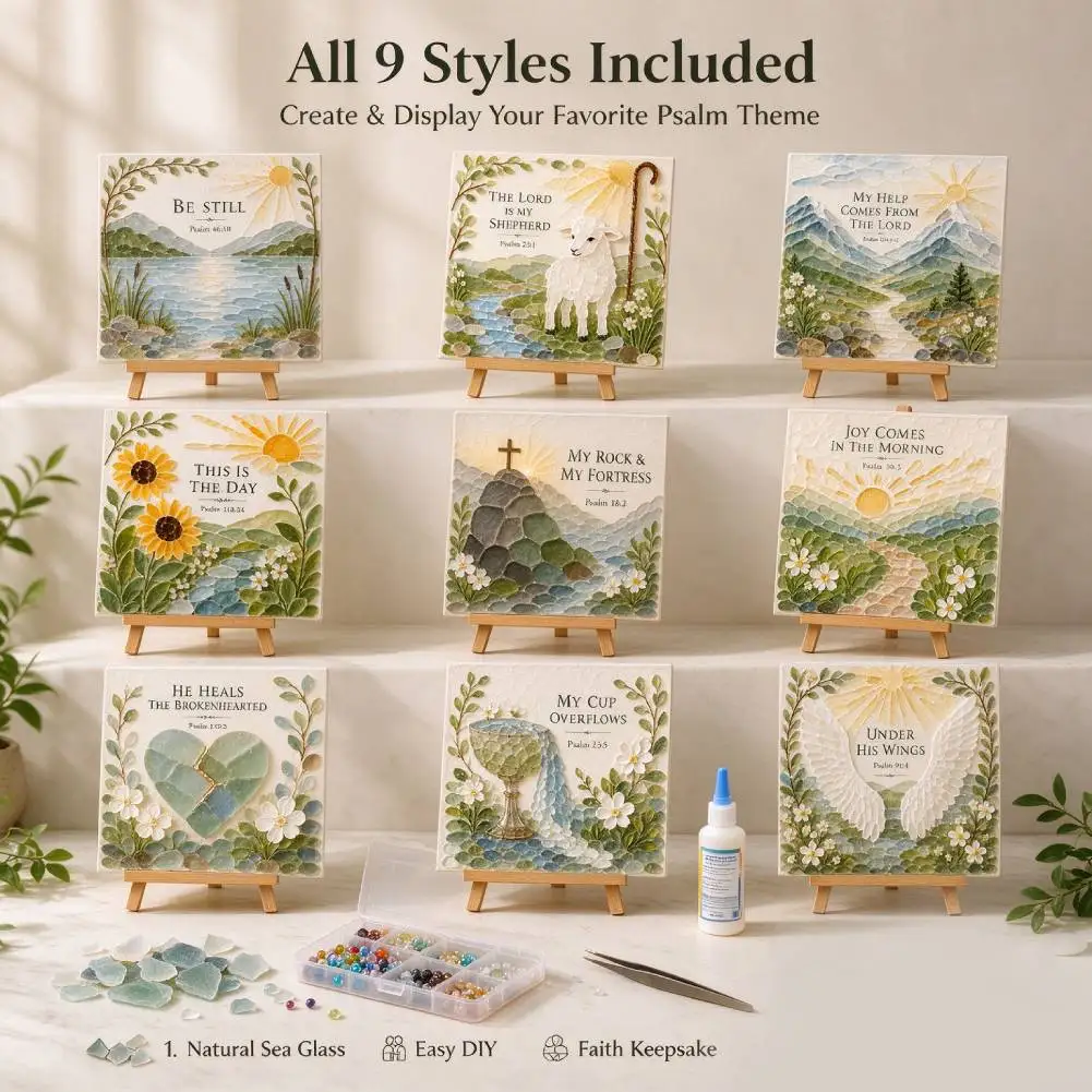 DIY Mosaic Art Kit Ocean Landscape Building Patterns Mosaic Craft Kit with Psalms of Comfort and Strength Design Home Desk Decor