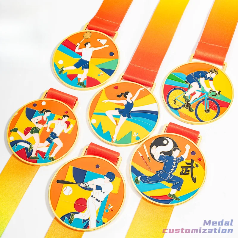 Custom Sports Medal Multiple Events Basketball Volleyball Running Martial Arts Cycling Competition Award Ribbon Gift