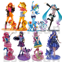 23CM My Little Pony Rainbow Bishoujo Pinkie pie Fluttershy Twilight Sparkle Figure PVC Anime Model Doll Collection Model Toys