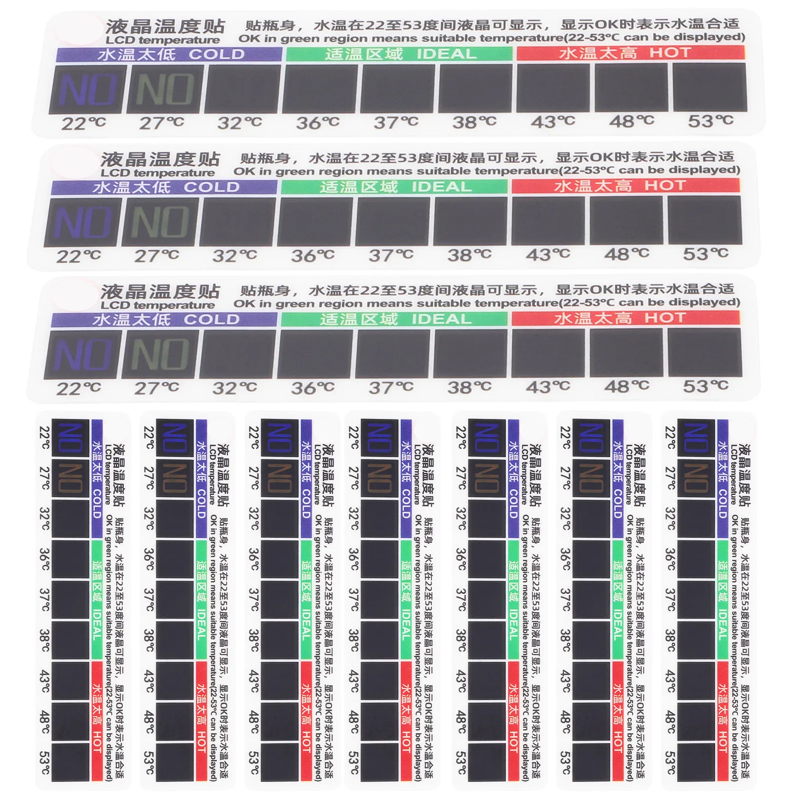 

10Pcs Adhesive Temperature Sticker Physiological Saline Water Thermometer Strip for Bottle Body Temperature Monitoring