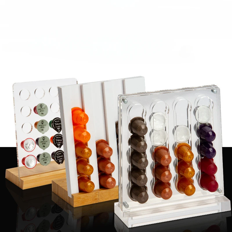 Coffee Capsule Holder Acrylic Bamboo Coffee Capsule Storage Display Rack Cafe Decoration Ornament