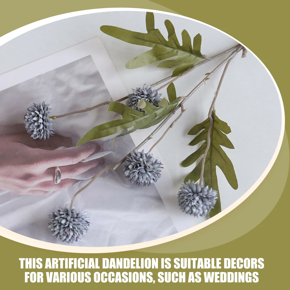 

3pcs Artificial Dandelion Faux Flower Wedding Home Decor Fake Dandelion Ornament Lifelike Plastic Flowers Diy Photo Prop