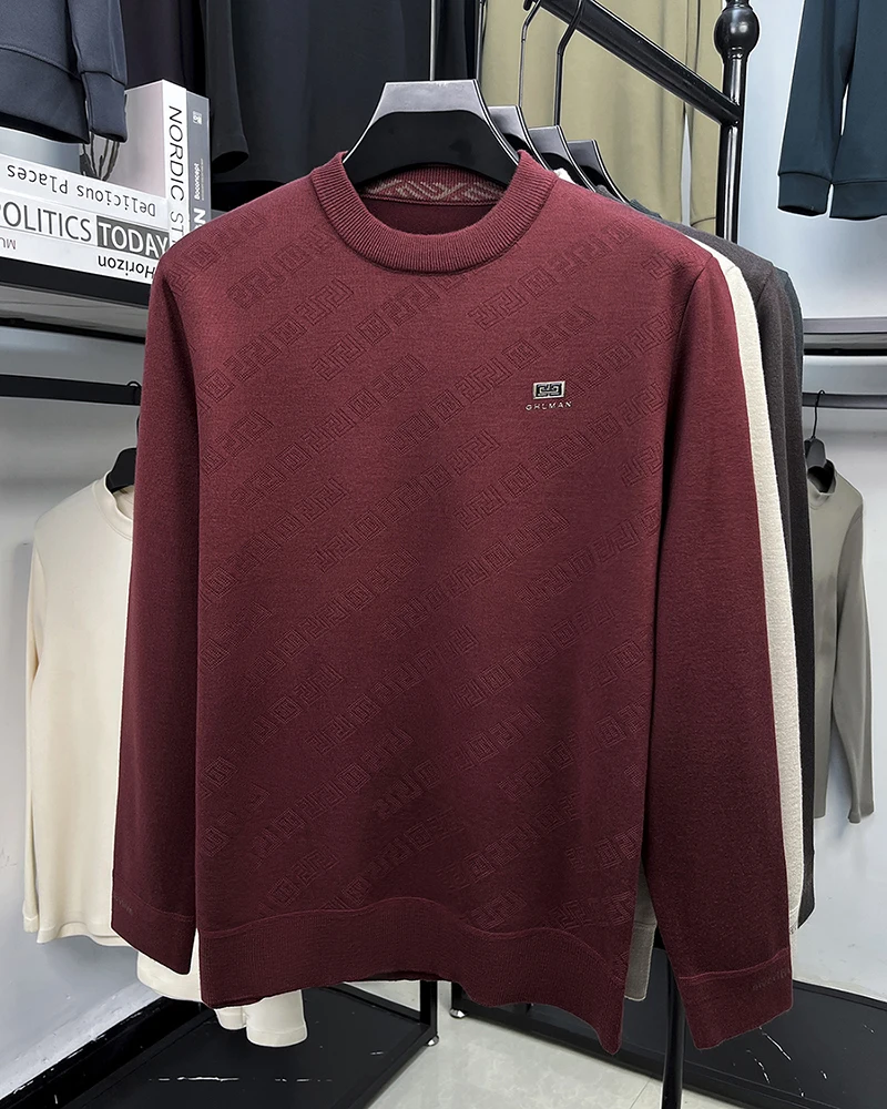 

Роскошные бренды алфавитные тиснением трикотажные свитеры мужские рекреационные круглый воротнички мягкие и Теплый Личность жаккарды новый модель джемпер