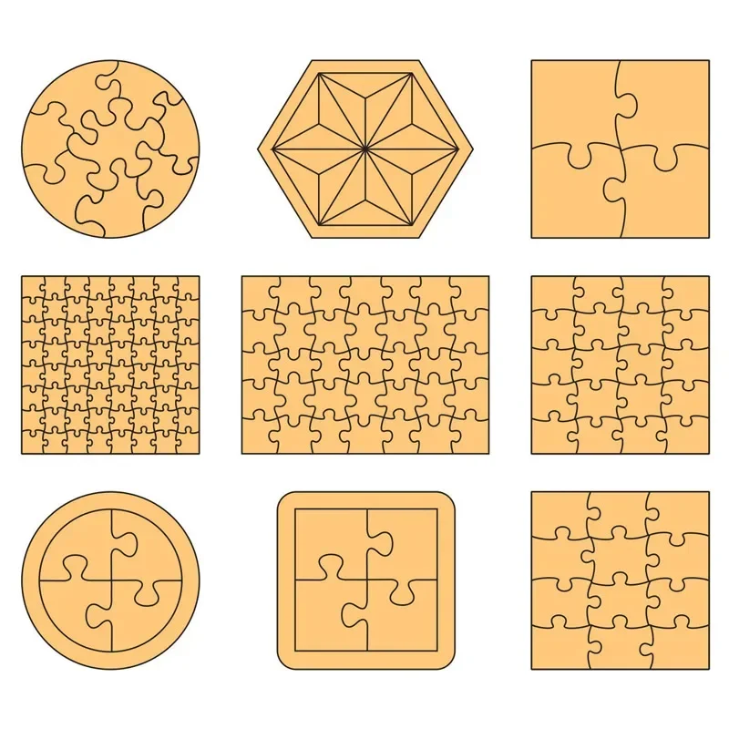 114 퍼즐 벡터 2D 어린이 장난감 SVG CDR DXF Ai EPS 레이저 컷 CNC Cricut 디자인 번들 파일