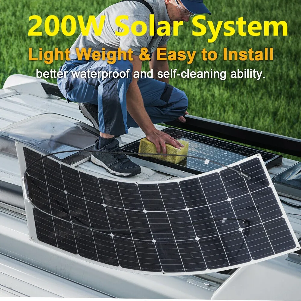 Powerful 200W 120W 100W 80W Flexible Solar Panel Kit Complete 18V 12V Solar Panels PV Connecter Solar Battery Power Bank RV Boat