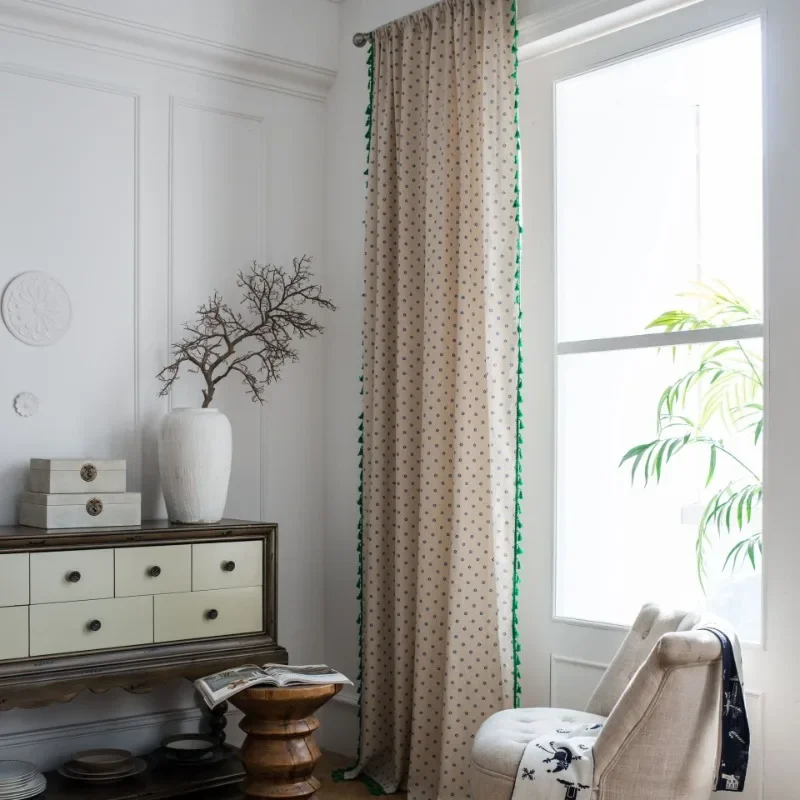 Vintage Boho Curtains for Living Room Handmade Crochet Farmhouse Hollow Out Knitting Lace Rod Light Filtering Drapes Bedroom