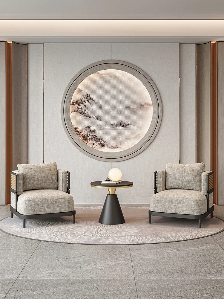 New Chinese-style hotel lobby club reception and hospitality department will negotiate sofa coffee table combination