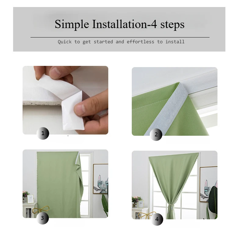 2pcs Portable and Easy-to-Install Magic Tape Curtains with Precision Fabrics, Blackout Curtains for Living Room, Bedroom