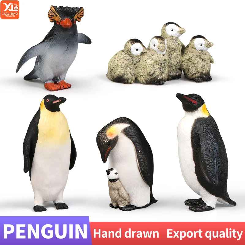 Sea Life South Pole Penguin Cub Set Figuras de acción - Colección de juguetes educativos en miniatura de PVC para acuario oceánico para niños