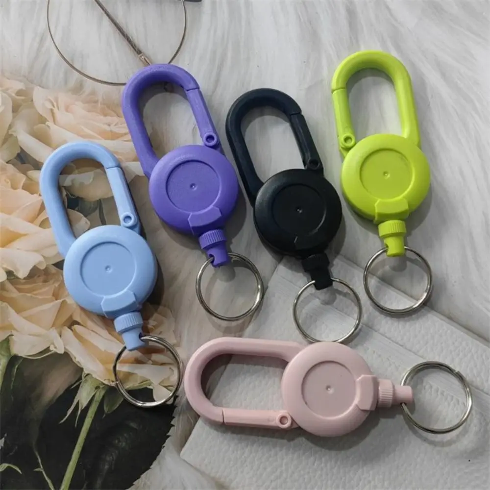 Steel Wire Elastic Mountaineering Buckle Solid Color Anti-theft Telescopic Wire Rope Keychain Portable Creative