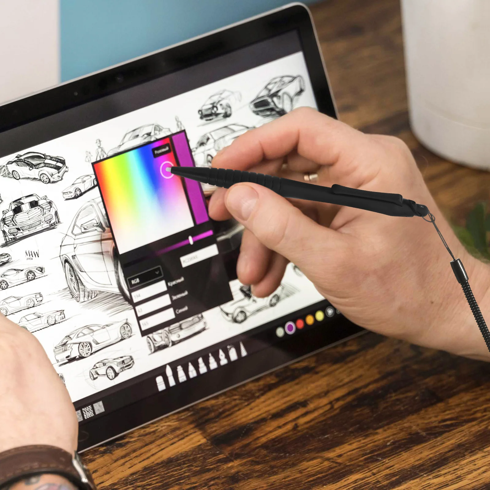 

3Pcs Screen Pen for Laptop Tablet Resistive Touch Device High Sensitivity Stylus with Anti Lost Spiral Strap Writing Drawing