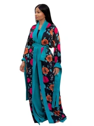 2 Piece Set Dashiki African Women Cardigan Long Trench Tops And Pant Suit Casual Clothes Boho Sexy Two Piece Outfits 2025