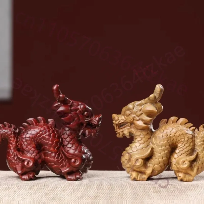 

Резная статуэтка дракона из красного сандалового дерева - Дракон Зодиака, благоприятный талисман, символ силы и мощи, украшение для офисного стола