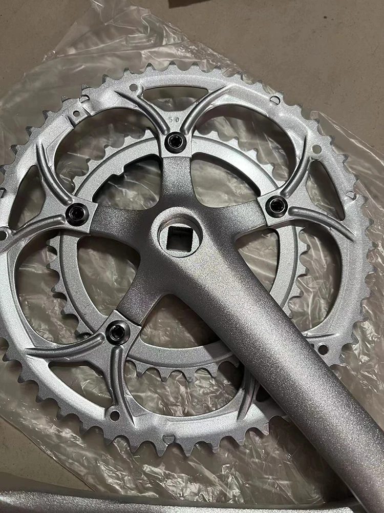BCD110mm Mattsilber/Schwarz Kurbelgarnitur Rennrad Aluminiumlegierung 50-34 Zähne 8 Gang 9 Gang Vierkantloch Rennstraße 170 mm Kurbel – Detail 8