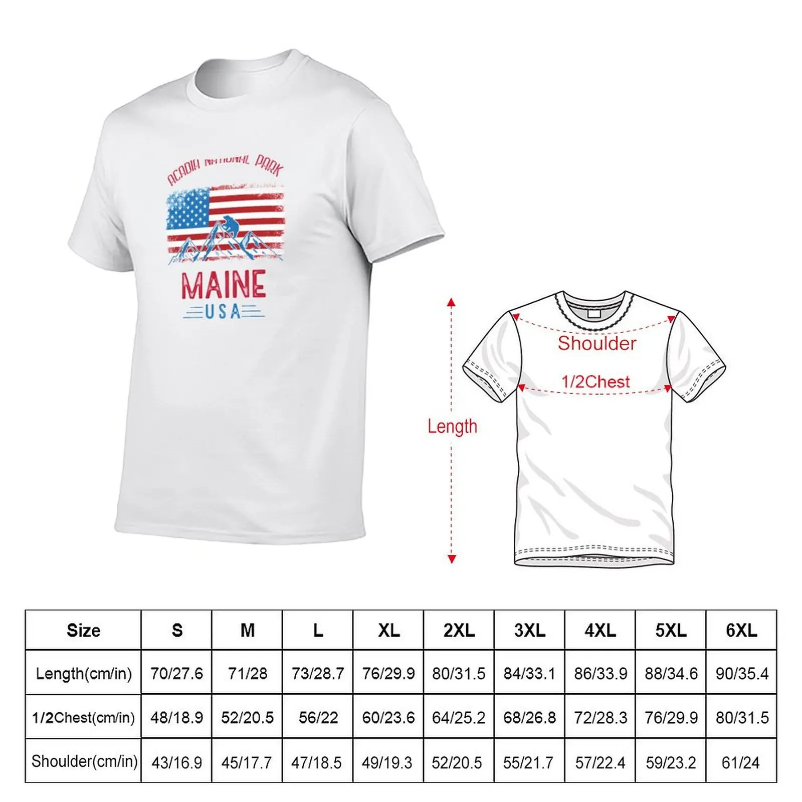 Vintage Acadia National Park Maine T-Shirt Breathable Sportswear T-Shirt for Men