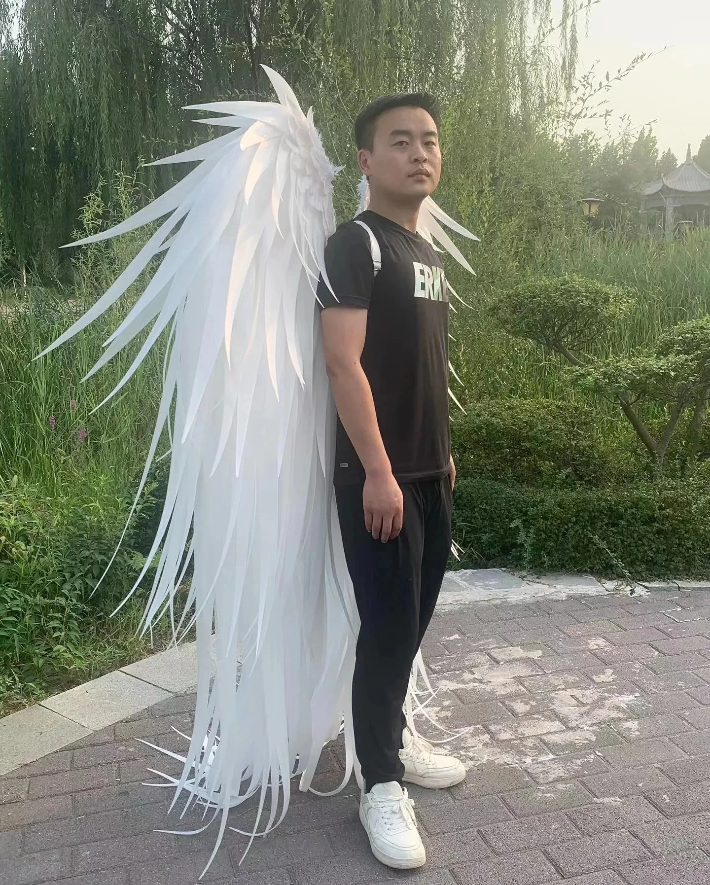 Large white angel wings festival cosplay party performance prop