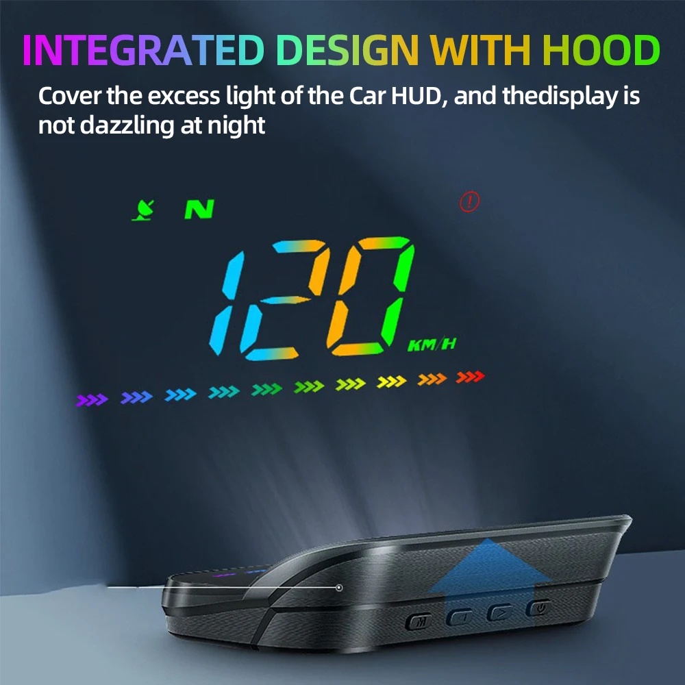 Car HUD Head Up Display GPS Speedometer KM/H MPH Compass Windshield Projection Over-speed Alarm RGB Light Electronics Accessory