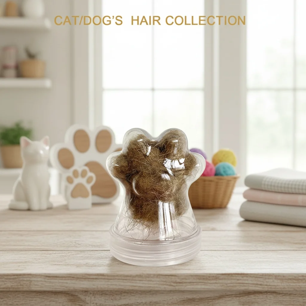 2/3PCS Cute Paw Pet Hair Memorial Jar, Transparent Pet Fur Keepsake Container for Cats & Dogs, Stationery Holder