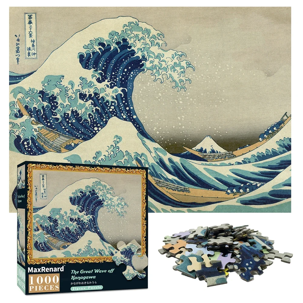 MaxRenard Adults 1000 Piece Puzzles the Great Wave off Kanagawa Famous Painting Series 68*49cm Difficult Jigsaw Art Puzzle