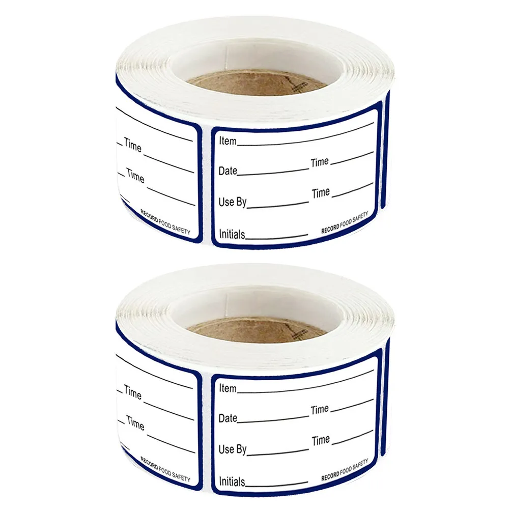 

2 Rolls Premium Paper Food Storage Labels Writable Date Stickers for Freezer Refrigerator Sealed Packets Biscuits Candies Nougat