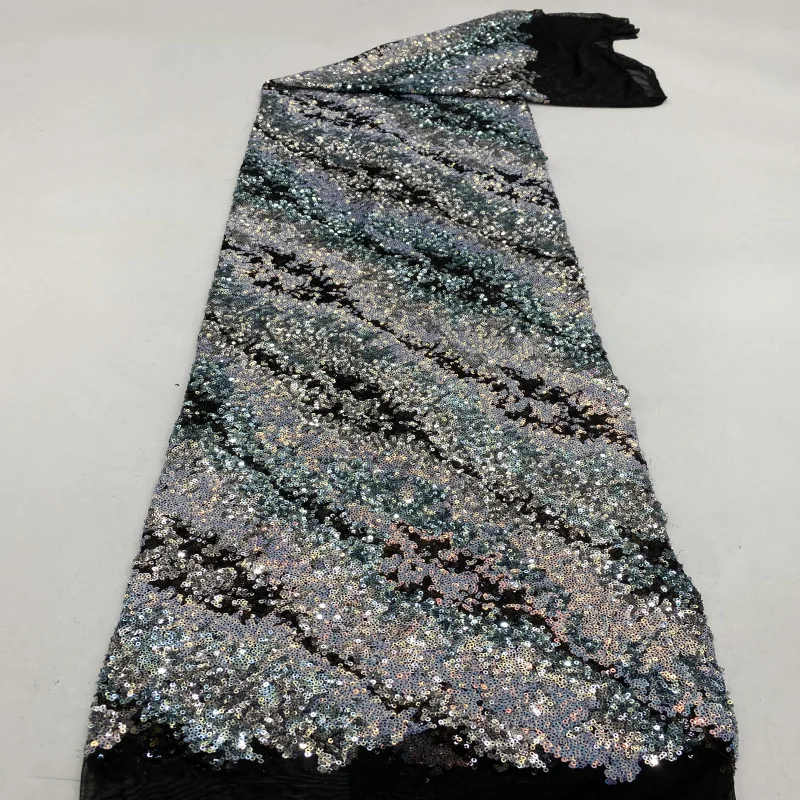 2025 Nieuwe Stretch Mesh Twill Veelkleurige Pailletten Borduren Damesjurk Avondjurk Mode Kleding Glitter Lovertjes Stof