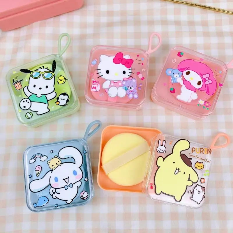 

Коробка для хранения двусторонних спонжей для макияжа Hello Kitty My Melody, для сухого и влажного использования, с клейкой основой, подарок для девочек