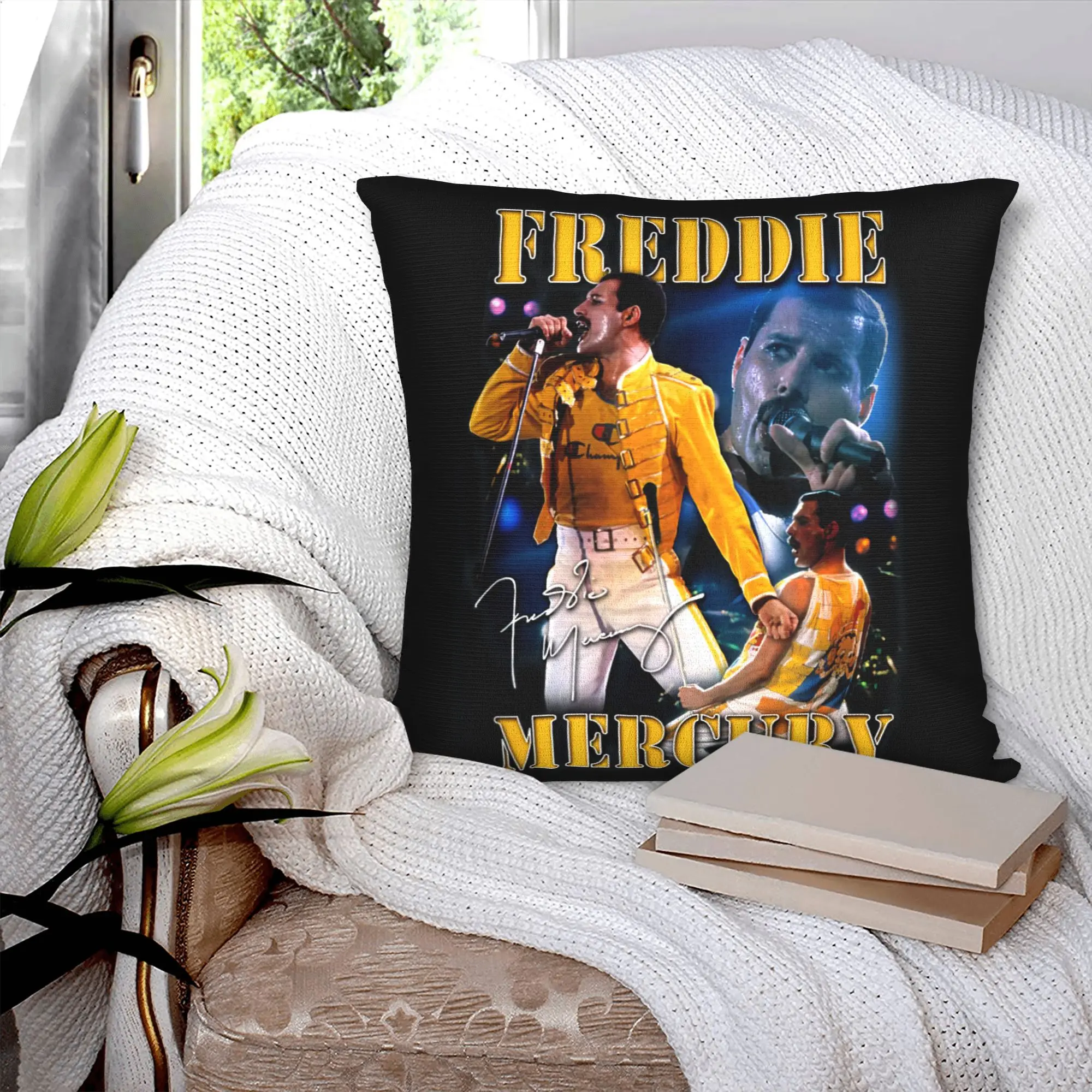 Freddie Mercury Cushion Cover 40x40cm  Soft Luxury Throw Pillow for Sofa