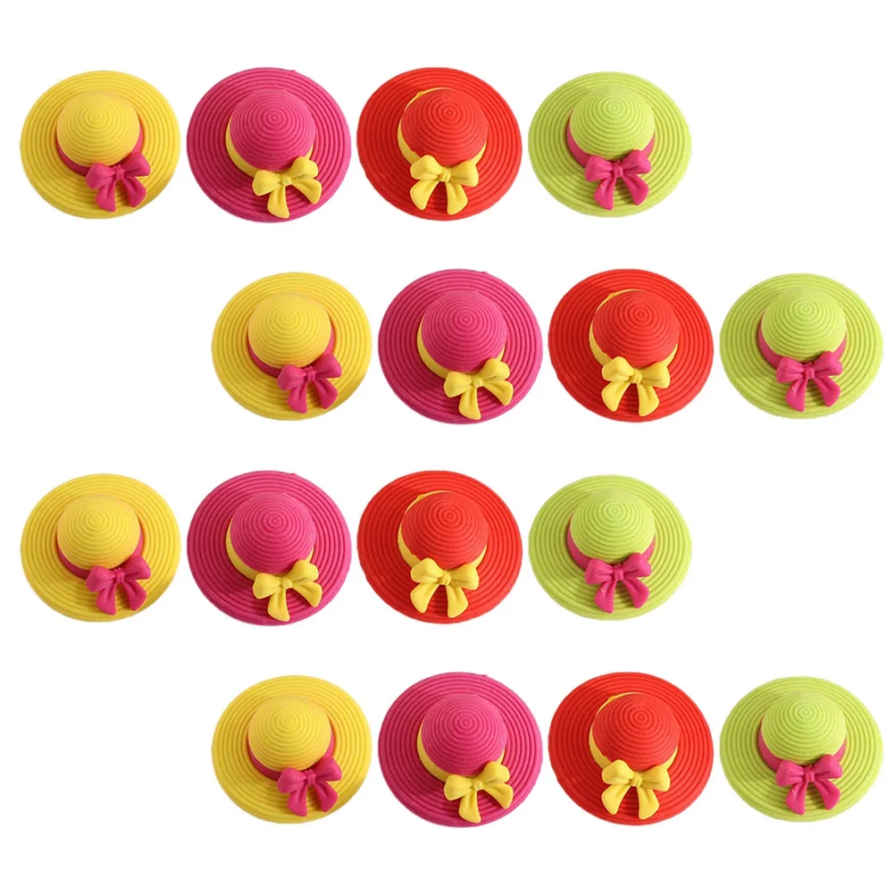 16 قطعة ممحاة قبعة كرتونية للأطفال أدوات مكتبية لطيفة قبعات صغيرة مطاطية مستلزمات مدرسية هدية للطلاب تصحيح خطأ قلم رصاص