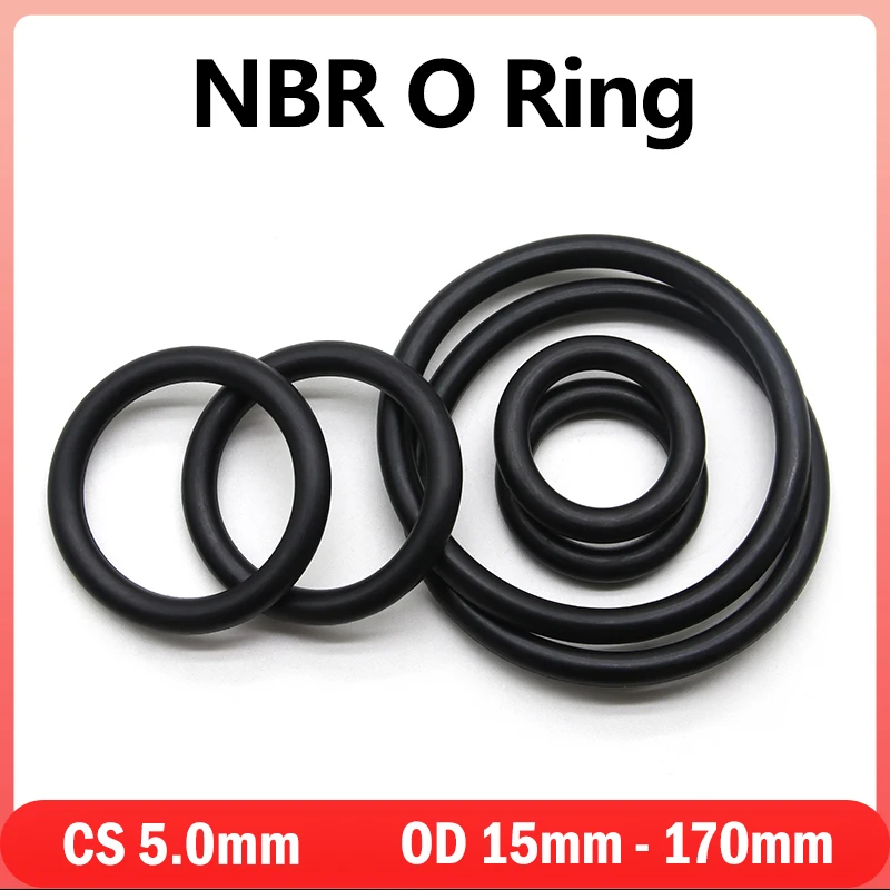 

10pcs NBR O Ring Nitrile Rubber Gasket Thickness CS 5mm OD 15mm ~ 170mm Black Round O Type Corrosion Oil Resist Sealing Washer