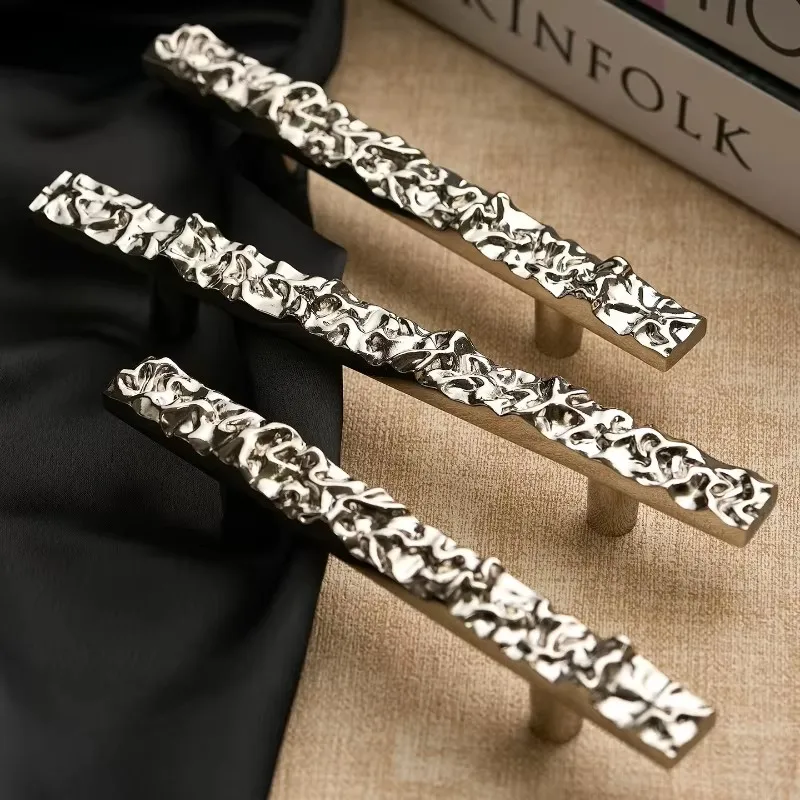 Silver Drawer Knobs New Hammer Pattern Kitchen Cabinet Storage Handles Brass Wardrobe Closet Door Pulls Furniture Handles
