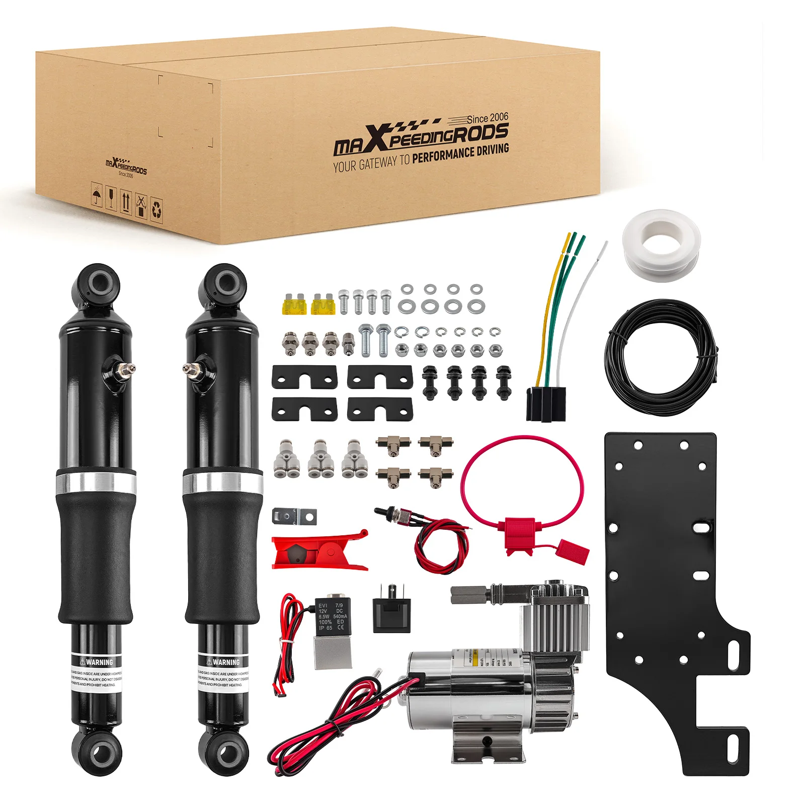 MaXpeedingrods Rear Smooth Air Ride Suspension Spring Bag Kit For Harley Touring Road King Street Glide 1994-2025