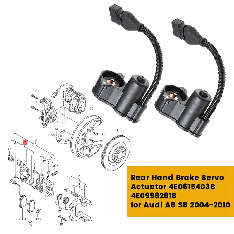 Top!-2Pcs Rear Left Or Right Park Brake Servo Actuator 4E0615403B 4E0998281B For  A8 S8 2004-2010 Handbrake Caliper Motor