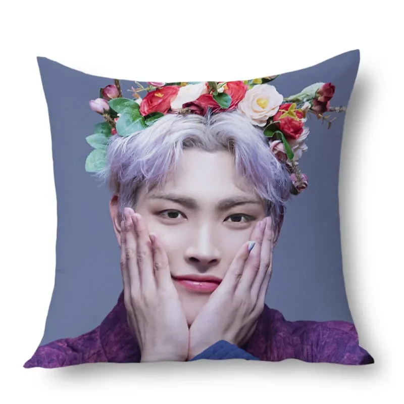 Hongjoong Ateez Pillow Case For Home Decorative Satin Pillows Cover Invisible Zippered Throw PillowCases 45X45cm WJY