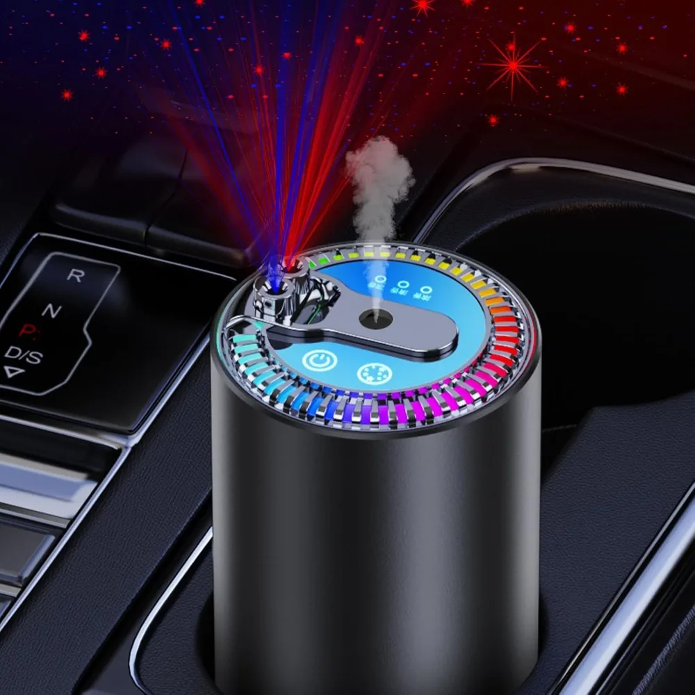 

Smart Car Air Freshener, Car Air Freshener Diffuser with Two-Color Star Projector and 80ml Perfume, 3 Mode Adjustable Automatic