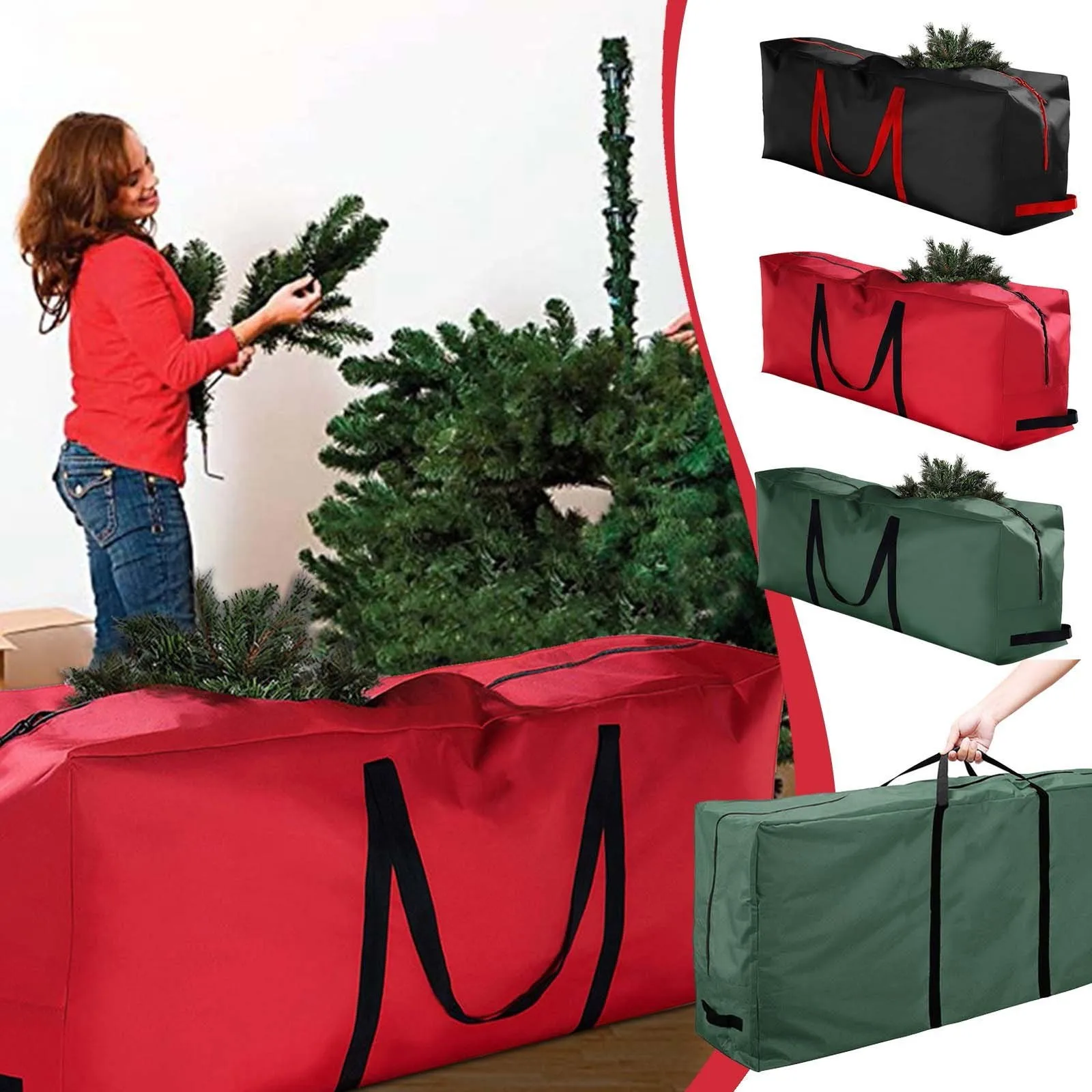 

Large Christmas Tree Bag Storage Tall Xmas Tree Organizer With Handles Durable Xmas Tree Dust Bag Dual Zipper Storage Containers