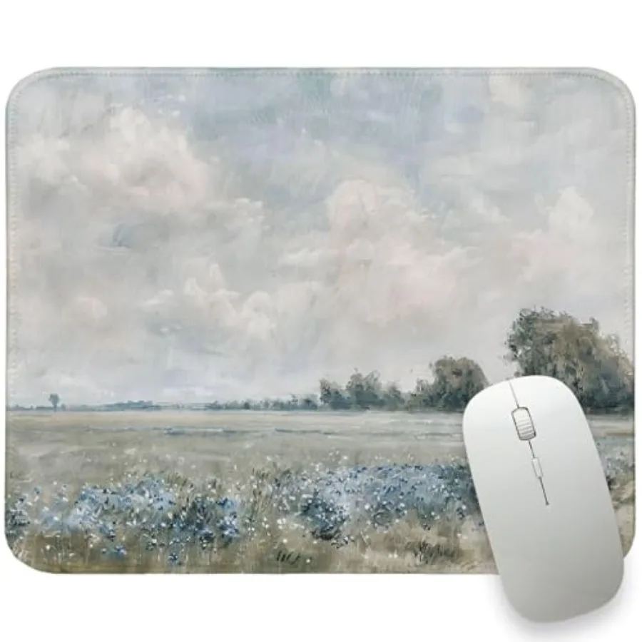 Landscape Oil Painting Pattern Small Mouse Pad Sea of Gaming Mouse Pad Non-Slip Rubber Base Washable for Home Computer Laptop G