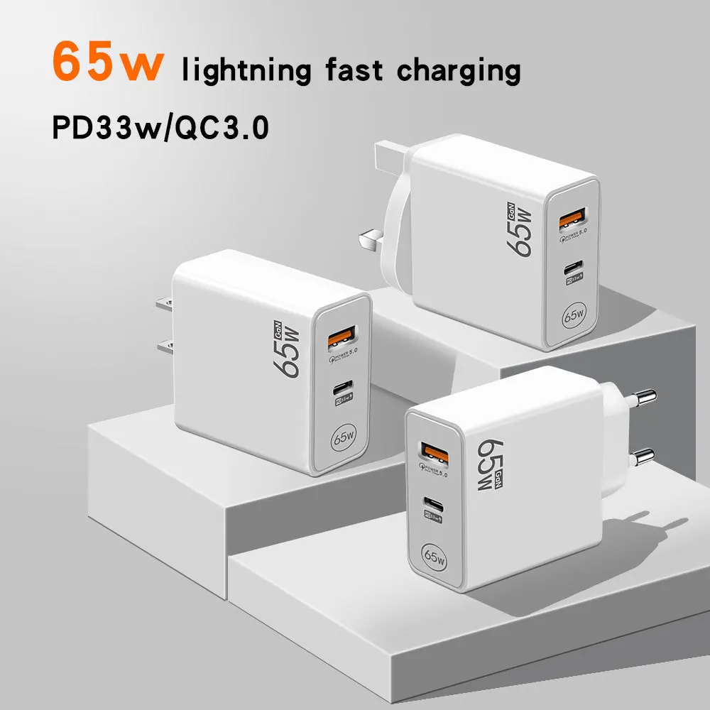 65W GN Charger PD Fast Charging Phone Charging Head QC3.0 Laptop Universal GaN Charging Source For iPhone Xiaomi Samsung  vivo