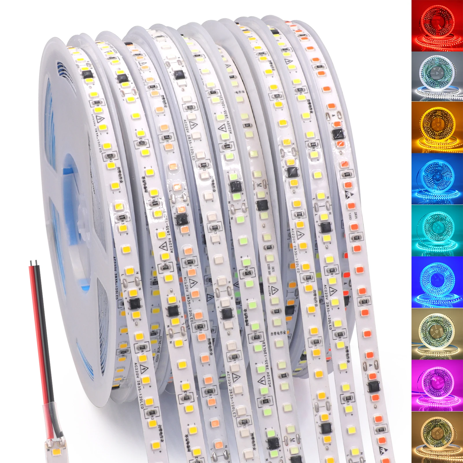 

AC 220V 230V 240V LED Strip Light 5M 10M 20M IC Flexible SMD 2835 Diode Ribbon Tape Lamp 120LEDs/M IP44 Backlight Rope