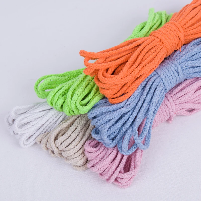 10Yards 5mm Colored Twisted Cord Rope 100% Cotton Rope Cords Craft Decorative Twisted DIY Handmade Bag Drawstring Accessories