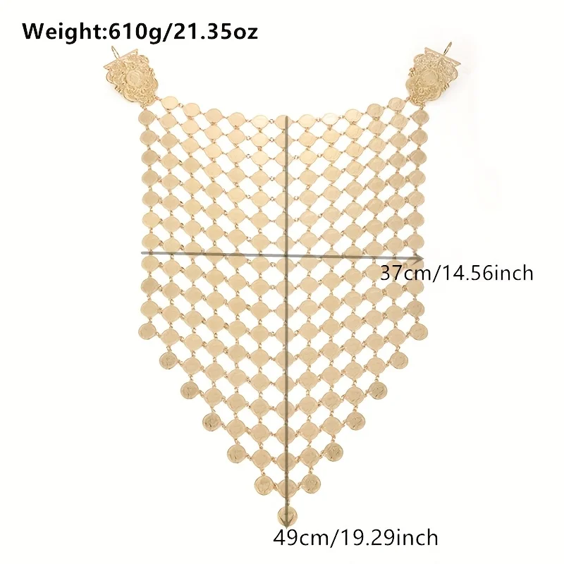 Moroccan Style Body Chain for Women 610g Bridal Accessory Chest Chain Shoulder Chain for Evening Parties And Weddings