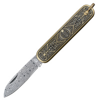 HX Outdoor Damascus Steel Collect Pocket Knife Brass Handle ,Camping Hand Tool Folding Survival Knives Dropshipping