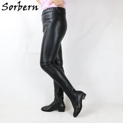 Sorbern stivali Legging con punta tonda stile Unisex donna tacchi quadrati bassi cerniera posteriore fascia elastica in vita taglia personalizzata