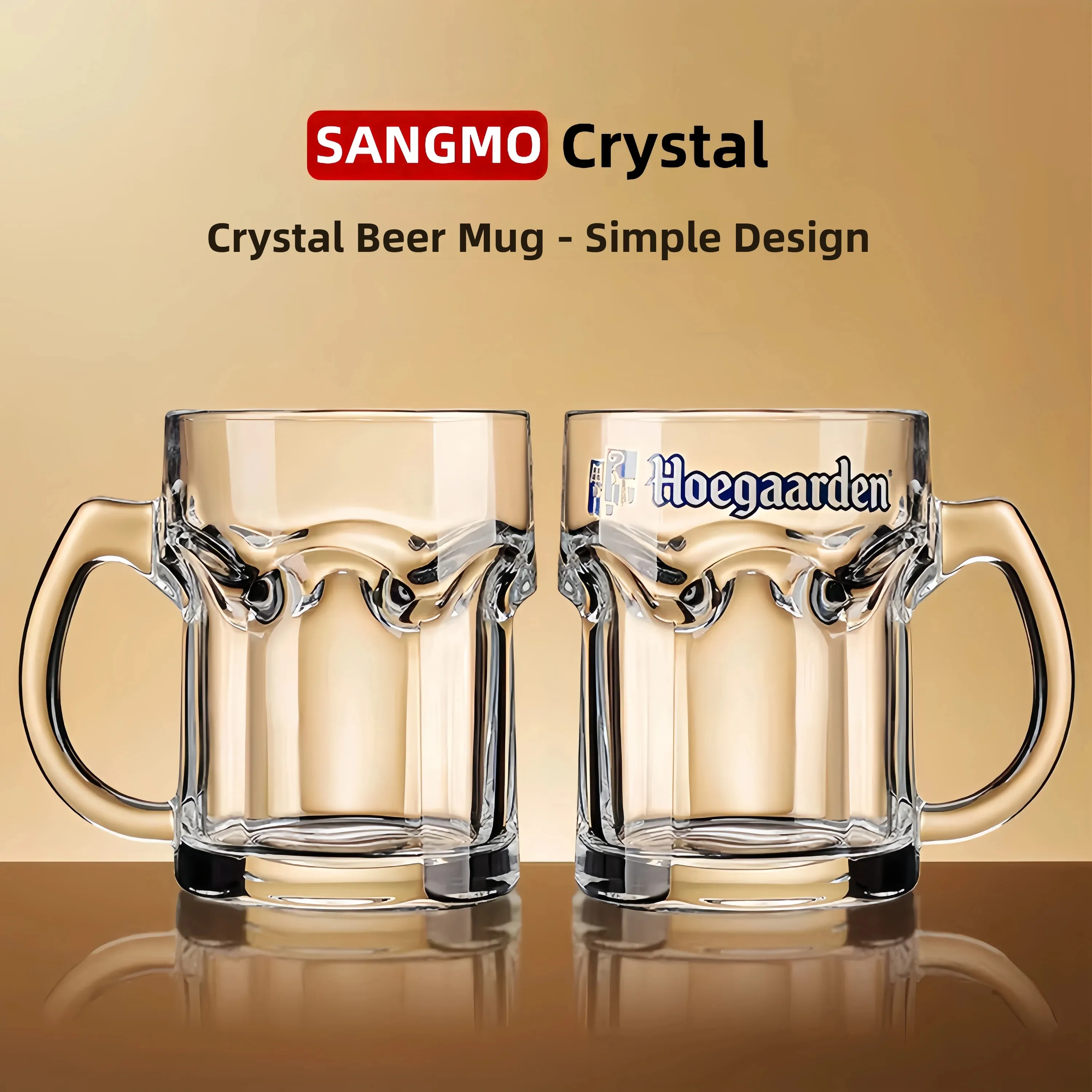 High-End Thickened 500ml Beer Glass with Handle Large Capacity Popular Craft Beer Cup Hero Cup for Home Use European Style Cr...