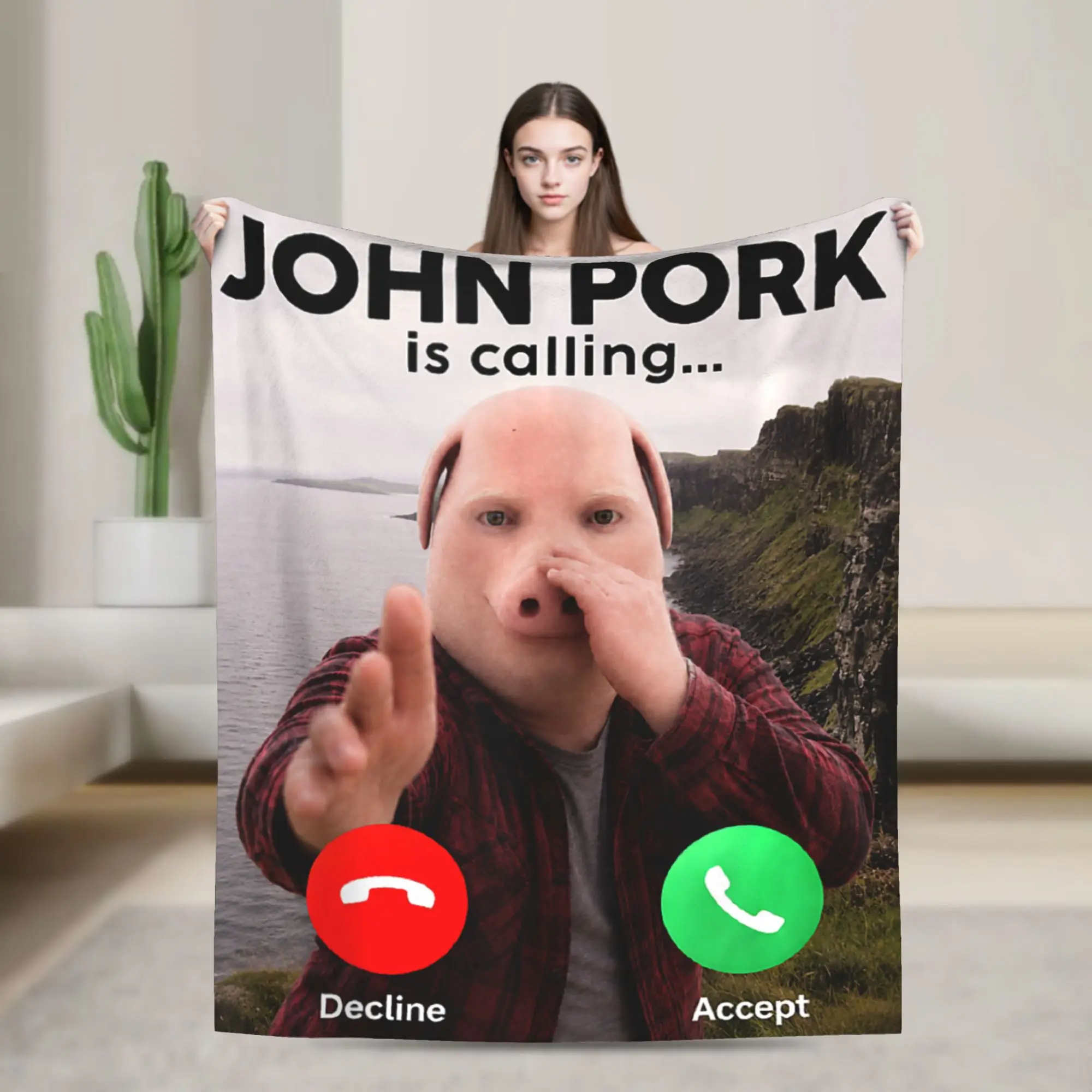Funny John Pork is Calling Scuba Dance Brainrot Meme Blankets Adults Girls  Flannel Throw Blanket For Outdoor Warm Bedspread