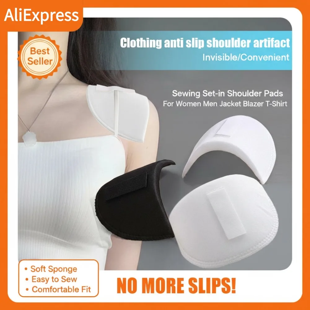 1 Pair Soft Sponge Shoulder Pads, Breathable Set-in Foam Pads for Women Men Jacket Blazer T-Shirt, Sewing Garment Accessories