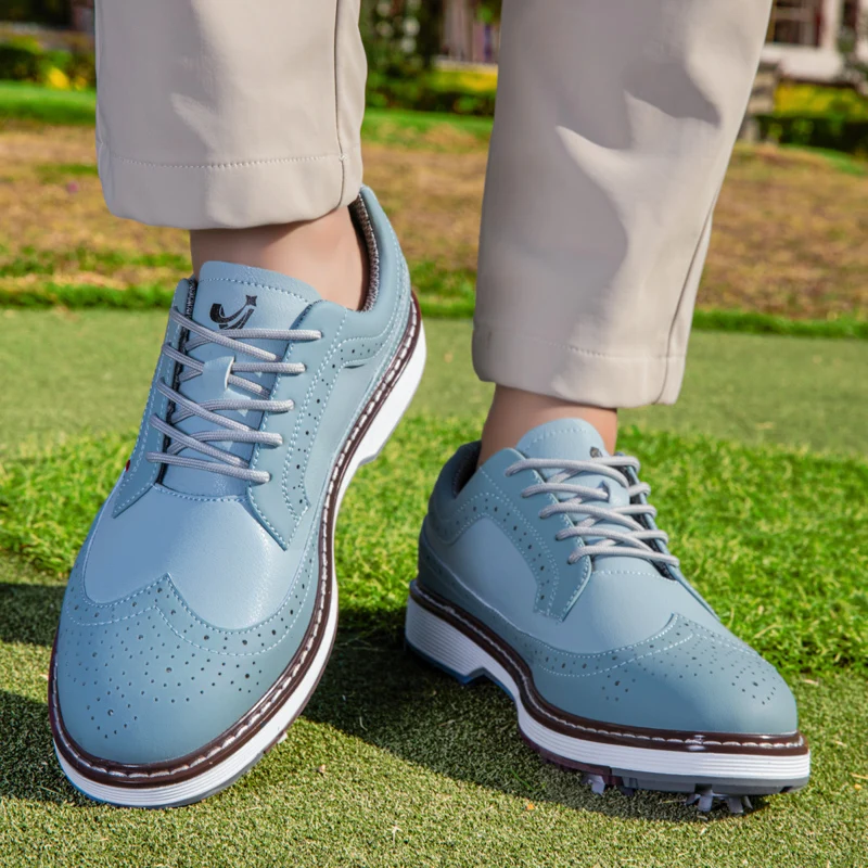 Men's Brogue Golf Shoes Spiked Cleats Anti-slip Comfortable Vintage Leather Golf Sneakers Professional Outdoor Golf Training - view 6