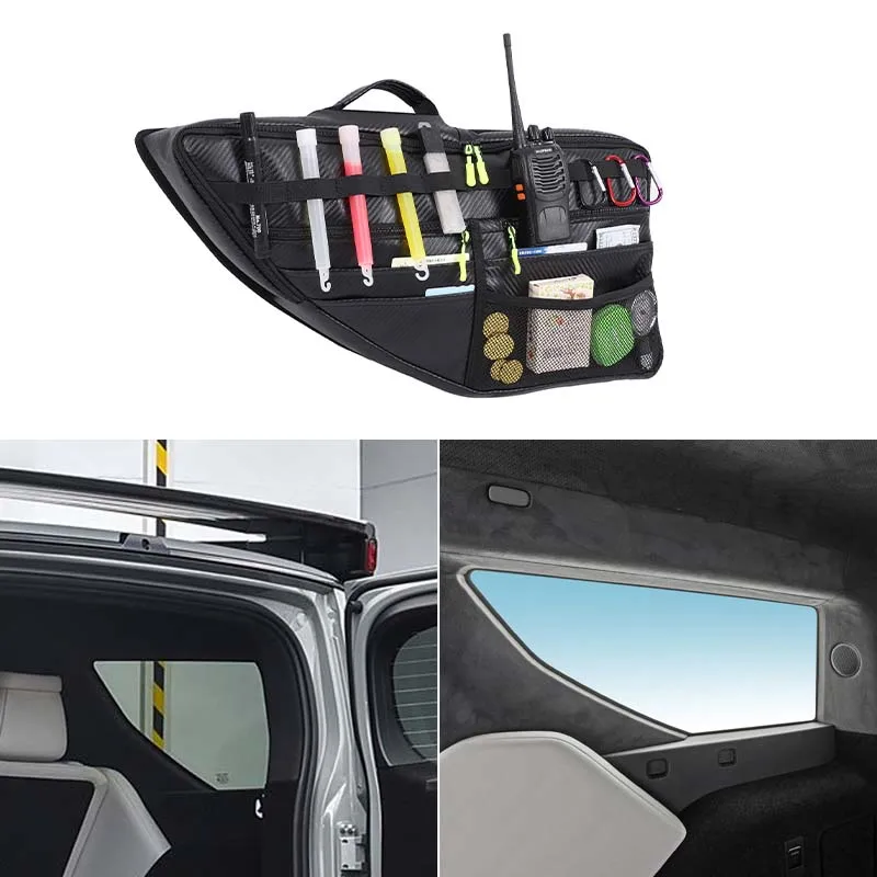 Used for Great Wall Tank 700 trunk side window storage bag, trunk side window organizer, car accessories, carbon fiber pattern