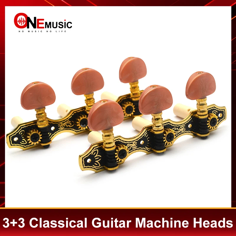 3+3 Set 113MM Guitar Tuners Machine Heads Tuning Keys String Pegs Semicircle Handle for Classical Guitar Gear Ratio 1:14