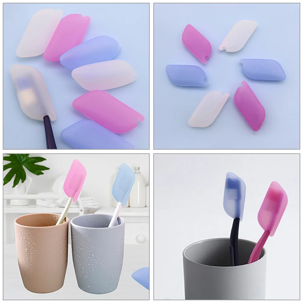 

6pcs Toothbrush Head Covers Silicone Travel Case For Outdoor Home Use Dust Cover Protective Cap Brush Accessories